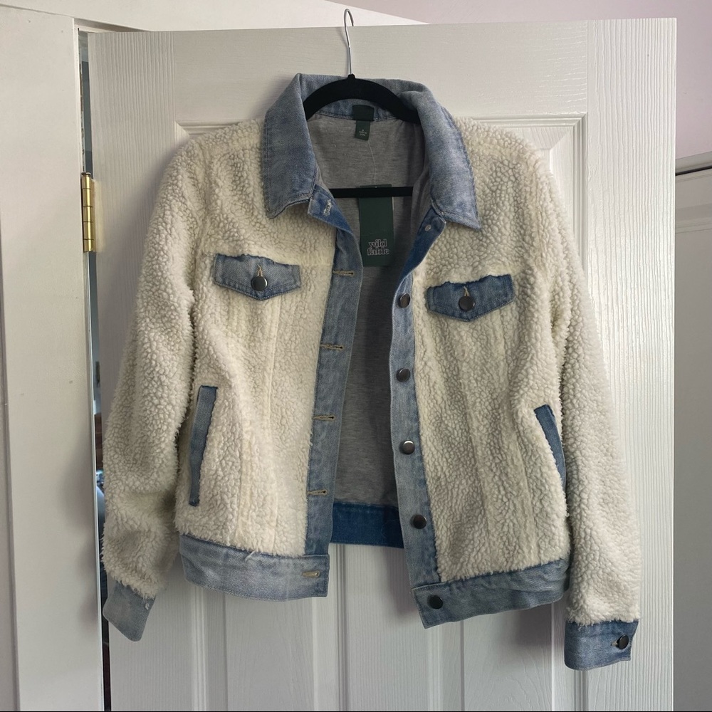 Faux shearling/denim jacket